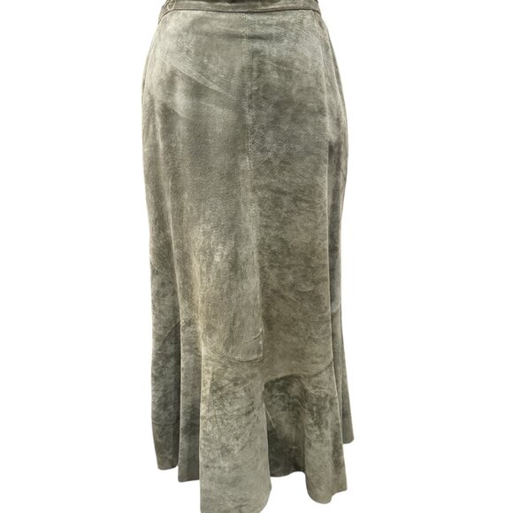 Vintage Chico’s Sage Green Suede Leather Maxi Skirt – Size 1 (Small/Medium) - Picture 1 of 4